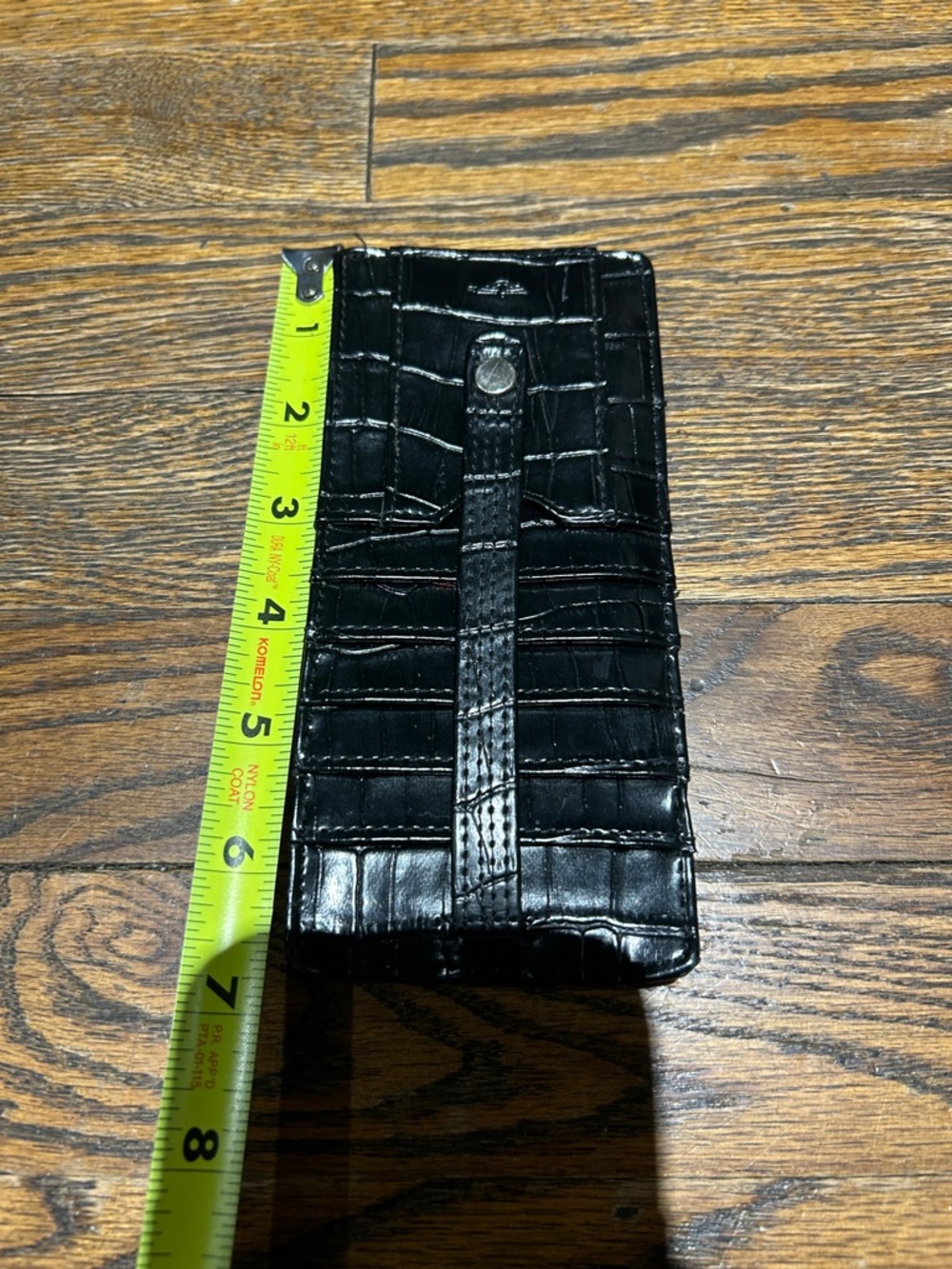 Black Croc-Embossed Snap Tab Wallet - Picture 2 of 7